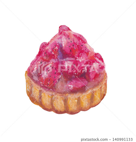 Strawberry mini tart oil pastel painting Strawberry mini tart oil pastel painting 140991133