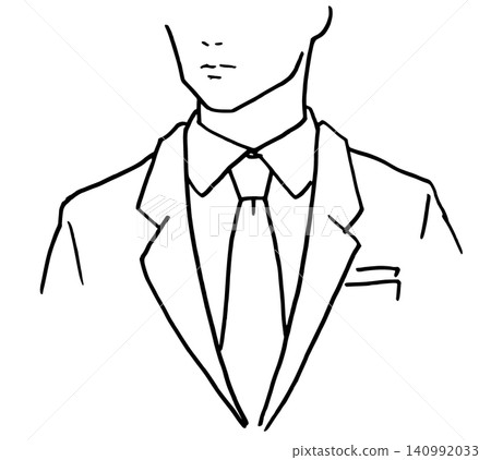 Simple illustration, monochrome line drawing, man in a suit. Simple illustration, monochrome line drawing, man in a suit. 140992033