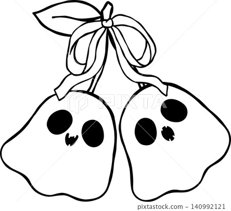 Cute Girly Halloween Outline Ghost Cherry Doodle Hand Drawing Cute Girly Halloween Outline Ghost Cherry Doodle Hand Drawing 140992121