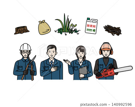 割草和伐木工人的插圖 割草和伐木工人的插圖 140992596
