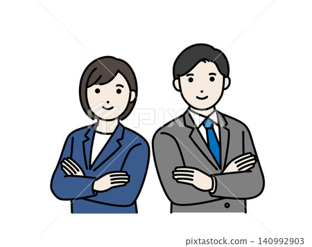 一位雙臂交叉的商人。 一位雙臂交叉的商人。 140992903