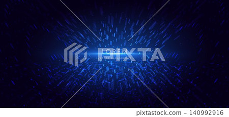 Futuristic glowing dot blue neon light ray with speed motion moving on dark blue background. Futuristic glowing dot blue neon light ray with speed motion moving on dark blue background. 140992916