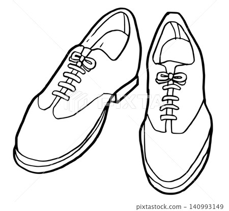 Simple illustration: monochrome line drawing of business shoes 140993149