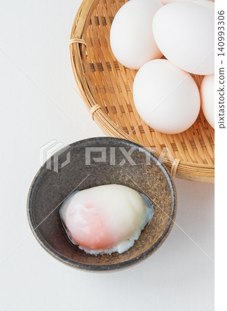 cracked soft-boiled egg cracked soft-boiled egg 140993306