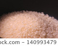 White rice in the inner pot of a rice cooker 140993479