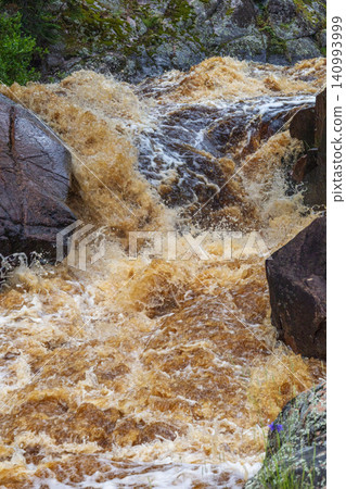 Powerful Brown River Rapids Close Up 140993999