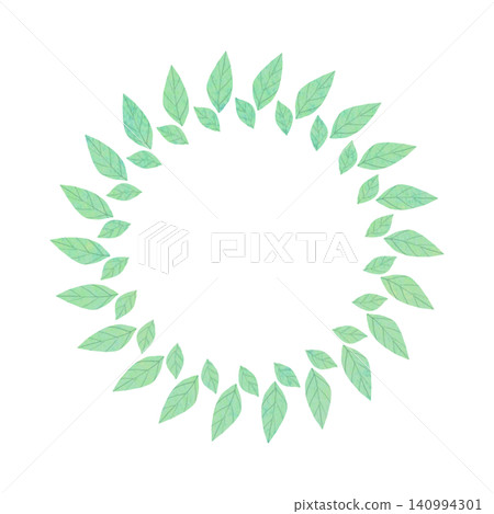 Simple green leaf frame illustration, watercolor style. Simple green leaf frame illustration, watercolor style. 140994301