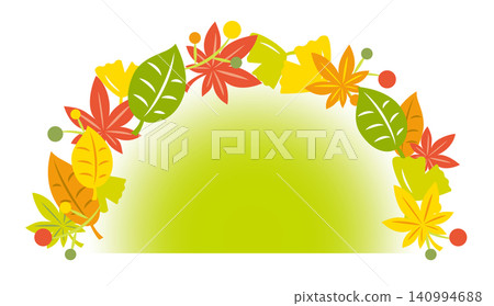 Autumn leaves and nuts in a semicircular frame Autumn leaves and nuts in a semicircular frame 140994688