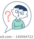 對話框內畫著一個雙臂交叉、一臉困惑的男人。 對話框內畫著一個雙臂交叉、一臉困惑的男人。 140994722