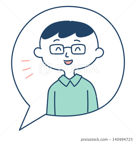 插圖描繪了一個面帶微笑、在對話框裡回答問題的男人。 插圖描繪了一個面帶微笑、在對話框裡回答問題的男人。 140994725