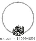 Rockfish paper-cut style round frame illustration, monochrome. 140994854