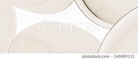 Abstract minimalist 3D background. Glossy beige spheres and smooth curves framing a white copy space. Premium panoramic design. Abstract minimalist 3D background. Glossy beige spheres and smooth curves framing a white copy space. Premium panoramic design. 140995131