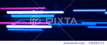 Abstract futuristic neon light trails. Cyberpunk motion blur background with glowing pink and blue lines. Abstract futuristic neon light trails. Cyberpunk motion blur background with glowing pink and blue lines. 140995151