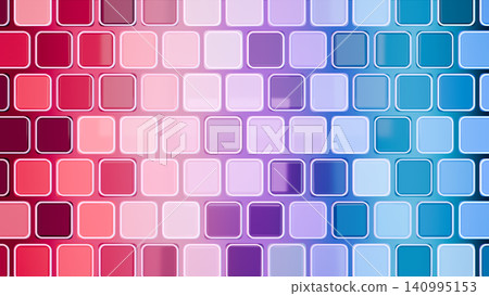 Abstract 3D glossy rounded squares grid. Colorful gradient background from pink to blue for modern UI design. Abstract 3D glossy rounded squares grid. Colorful gradient background from pink to blue for modern UI design. 140995153