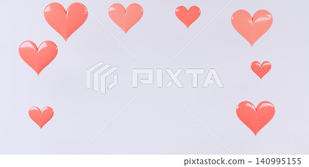 Glossy 3D pink hearts floating on pastel background with empty copy space. Valentine's Day banner template. 140995155