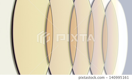 Abstract 3D background with overlapping translucent glass lenses in soft pastel colors, modern minimalist geometry. 140995161