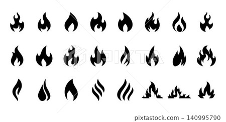 Fire icon collection with flame symbols, burning effects and energy elements for modern design, branding and vector graphics Fire icon collection with flame symbols, burning effects and energy elements for modern design, branding and vector graphics 140995790
