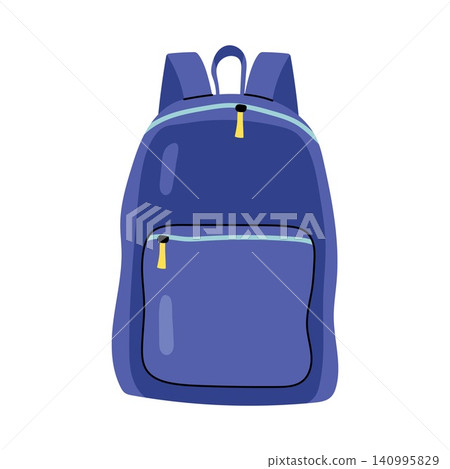 Blue school backpack with pockets and zippers isolated on white background Blue school backpack with pockets and zippers isolated on white background 140995829