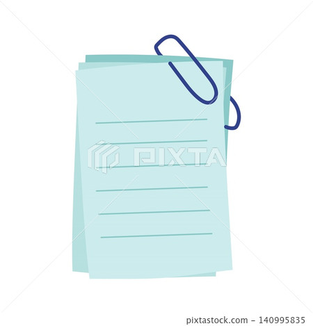 Blank blue note paper sheet with paper clip isolated on white background Blank blue note paper sheet with paper clip isolated on white background 140995835