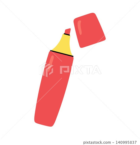 Red marker pen highligher with cap isolated on white background 140995837