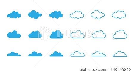Cloud icon collection with weather symbols, sky elements and minimalist cloud shapes for modern UI and vector design Cloud icon collection with weather symbols, sky elements and minimalist cloud shapes for modern UI and vector design 140995840