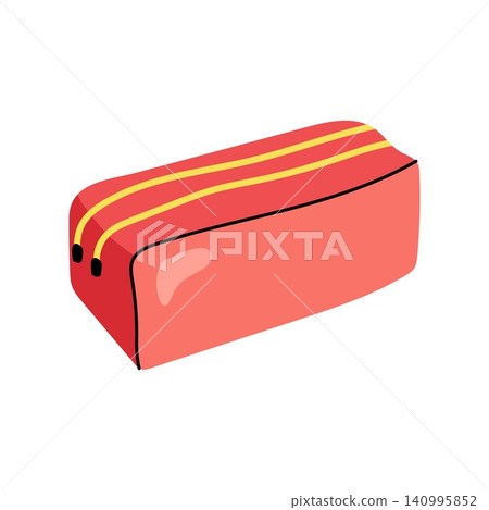 Red fabric pencil case with zipper isolated on white background Red fabric pencil case with zipper isolated on white background 140995852