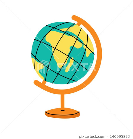 Desk world globe on orange stand isolated on white background 140995853