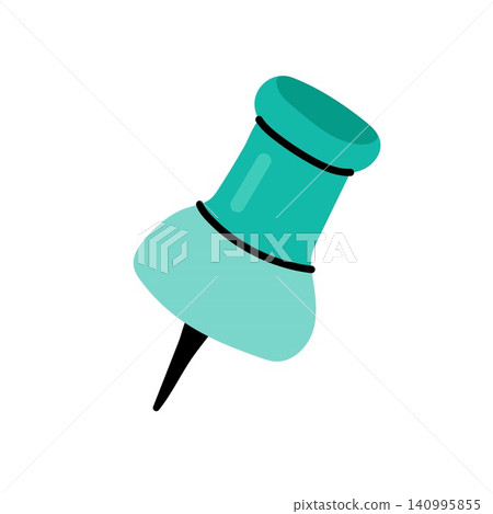 Green push pin thumbtack for notice board isolated on white background Green push pin thumbtack for notice board isolated on white background 140995855