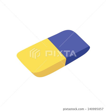 Yellow and blue rectangle rubber eraser isolated on white background Yellow and blue rectangle rubber eraser isolated on white background 140995857