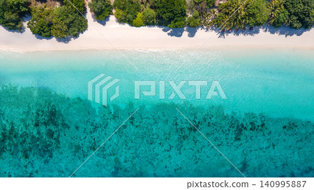 Aerial top view of tropical landscape over Madam Beach of Nyaung Oo Phee Island in Myanmar Aerial top view of tropical landscape over Madam Beach of Nyaung Oo Phee Island in Myanmar 140995887