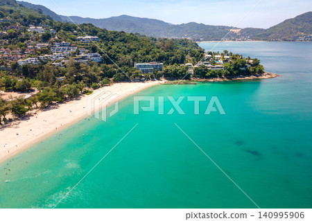 Aerial top view of Surin beach in Phuket, Thailand. Aerial top view of Surin beach in Phuket, Thailand. 140995906