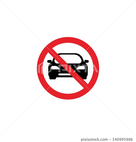 No motor vehicles traffic sign icon with prohibited car symbol road safety regulation warning transport vector illustration No motor vehicles traffic sign icon with prohibited car symbol road safety regulation warning transport vector illustration 140995986