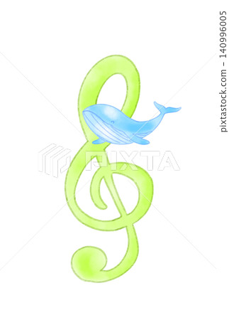 Musical note with a whale 140996005
