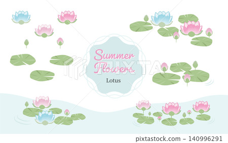 Lotus flower illustration set Lotus flower illustration set 140996291