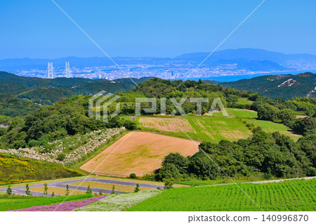 View from a hill overlooking the sea View from a hill overlooking the sea 140996870