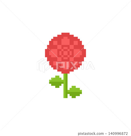 Pixel art of a red flower Pixel art of a red flower 140996872