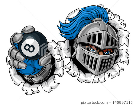 Medieval Knight 8 Ball Pool Billiards Team Mascot Medieval Knight 8 Ball Pool Billiards Team Mascot 140997115