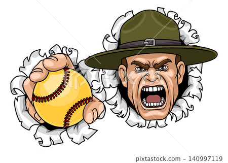Drill Instructor Sergeant Bootcamp Softball Mascot Drill Instructor Sergeant Bootcamp Softball Mascot 140997119