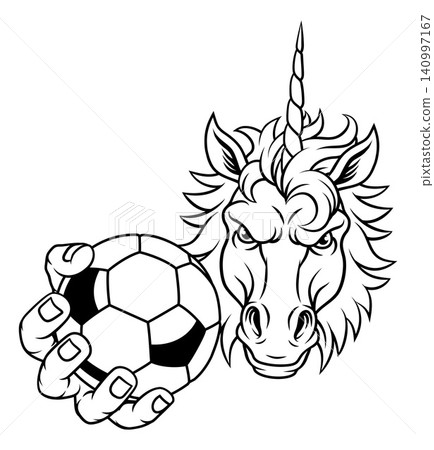 Unicorn Horse Soccer Football Sports Team Mascot Unicorn Horse Soccer Football Sports Team Mascot 140997167