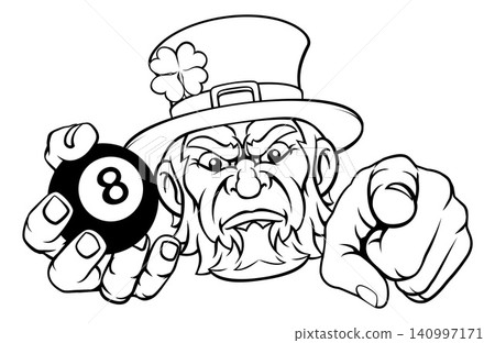 Leprechaun Celtic Irish Billiards Pool Ball Mascot 140997171