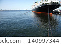 The Hikawa Maru moored in Yokohama Port and the tranquil harbor scenery. 140997344