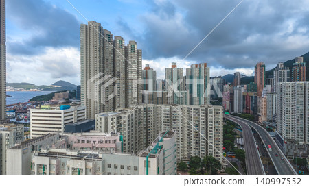 July 1 2026. Hong Kong Island Eastern Corridor Flyover Through Residential District July 1 2026. Hong Kong Island Eastern Corridor Flyover Through Residential District 140997552