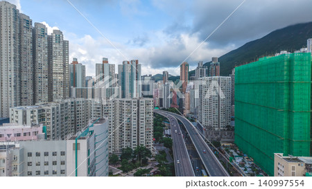 July 1 2026. Hong Kong Island Eastern Corridor Flyover Through Residential District July 1 2026. Hong Kong Island Eastern Corridor Flyover Through Residential District 140997554