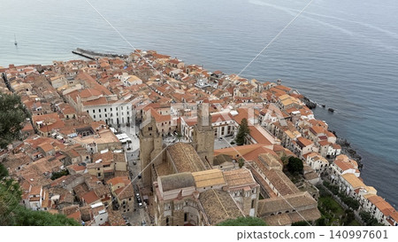 Aerial View of Historic Mediterranean Coastal Town Aerial View of Historic Mediterranean Coastal Town 140997601