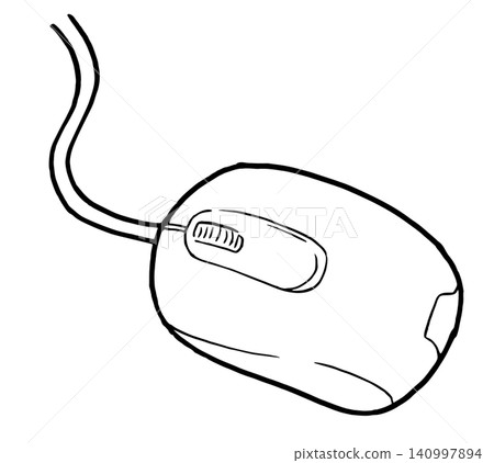 Simple illustration, monochrome line drawing, mouse Simple illustration, monochrome line drawing, mouse 140997894