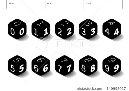Set of numbers from 0 to 9 on a die_076 Set of numbers from 0 to 9 on a die_076 140998017