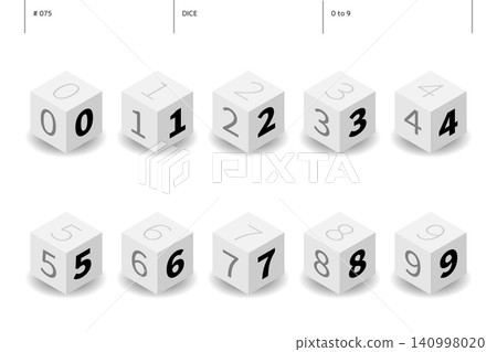 Set of numbers from 0 to 9 on a die_075 Set of numbers from 0 to 9 on a die_075 140998020