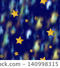 Beautiful dark blue seamless pattern with gold foil constellations, stars and nebula, night sky space background 140998315