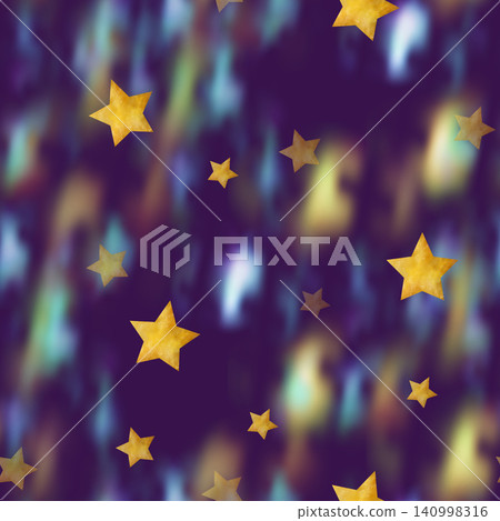 Beautiful dark blue seamless pattern with gold foil constellations, stars and nebula, night sky Beautiful dark blue seamless pattern with gold foil constellations, stars and nebula, night sky 140998316