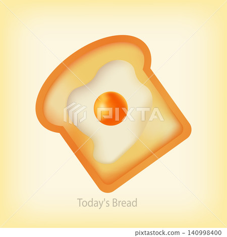Vector fried egg on toast bread slice breakfast food cartoon illustration Vector fried egg on toast bread slice breakfast food cartoon illustration 140998400